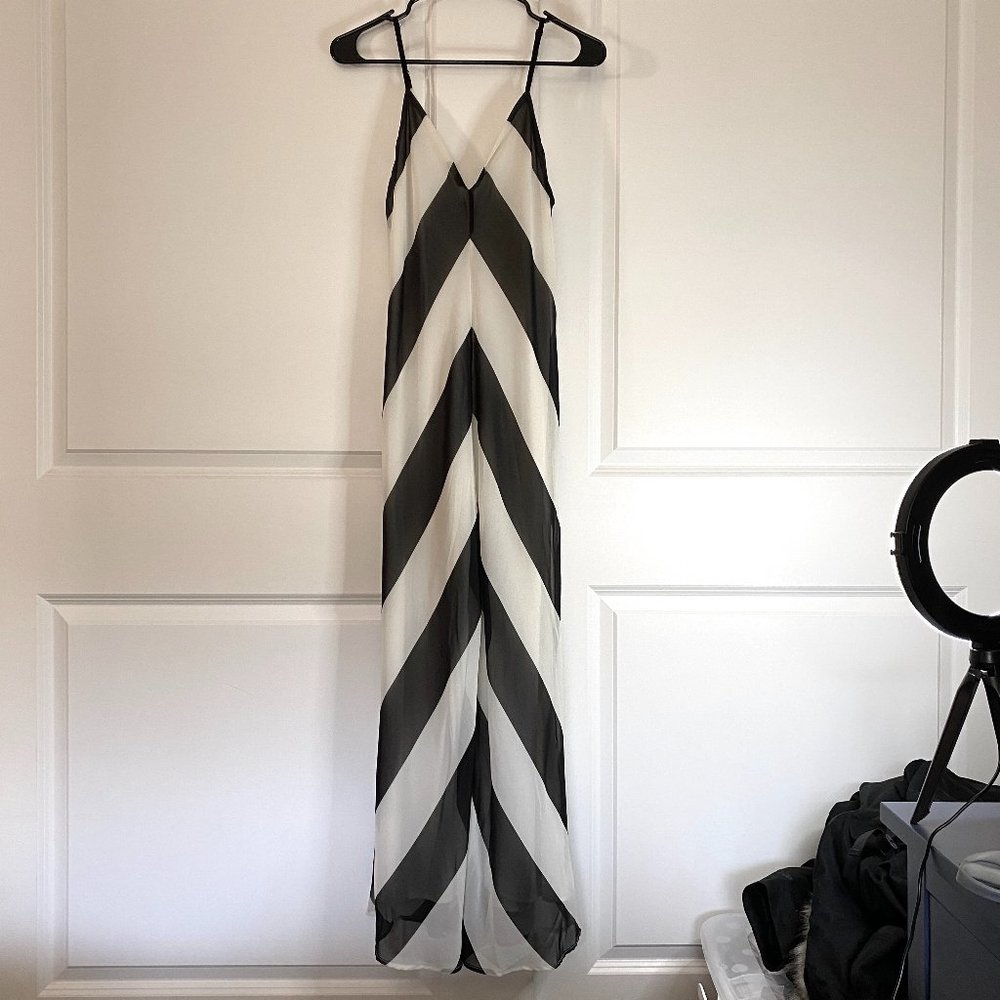 Christopher John Rogers for Target Chevron Sleeveless Slip Dress Black White 4